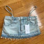 ZARA TRF DENIM SKIRT EFFECT CROP JEAN TOP Sz XL Photo 10