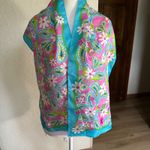Lilly Pulitzer Lilly Pulitzer Silk Scarf Pink Floral Paisley Ford 2004 Breast Cancer Ribbon Photo 4