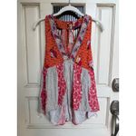 Free People Tank Top Babydoll Orange Pink Mixed Floral V-Neck Boho Size Small Photo 1
