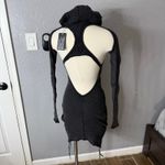 Dollskill Darker Waves Replay Ruched Mini Dress, Charcoal, L Gray Size L Photo 2