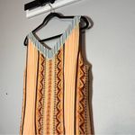 Sundance  Slip Dress Silk Sleeveless Orange Tribal Aztec Boho Print Size 16 Midi Photo 6