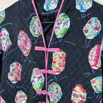 Anne Carson Quilted Lantern Print Kimono Jacket Black Pink Silk Blend Size M Photo 1