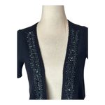 autumn cashmere Sweater Women Small Black Cashmere Beaded Neckline Cardigan Photo 2