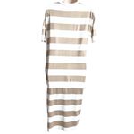 Bombom Striped Crew Neck Short Sleeve Pullover Midi Dress White Tan Women’s S Photo 2