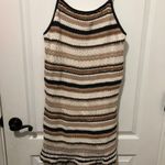 American Eagle Outfitters Womens Sleeveless Crochet Dress Striped Brown Small Photo 3