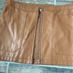Free People  Faux Leather‎ Mini Skirt Brown Size 10 Front Zip Pocket Photo 6