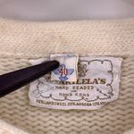 Vintage Harilela's Ivory Angora Blend Pearl Button Beaded Cardigan Size 40 Size L Photo 4