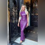 House Of CB ‎ 'Sahara' Merlot Vegan Leather Maxi Dress NWOT size XS Photo 2