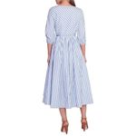 Staud Jodie Midi Wrap Dress Sea Stripe Size Small Bridal Wedding Guest Picnic Blue Photo 3