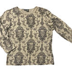 LR Baroque Courtship Pattern Silk Cotton Blend Top in Beige and Black M Tan Size M Photo 0