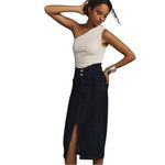 Anthropologie  Pilcro The Arden Double Waist Midi Skirt Dark Denim Size 14 NEW Photo 1