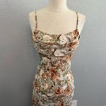 NWT‎ Floral Midi Slip Dress Size XS High Leg Slit Brown Photo 1