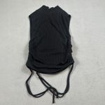 ZARA  Womens S Black Ribbed Mock Neck Sleeveless Tank Top with Drawstring Sides Photo 1