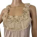 H.I.P. Y2K 00s Beige Rosette Rouched Sleeveless Top Size S Photo 2