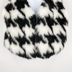 Michael Kors Houndstooth Black White Open Front Faux Fur Vest Large Photo 90