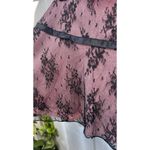 Vintage PIA Pleated Skirt Pink Black Embroidered Lace Hem Mini Made in USA Photo 10