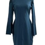 Bar III Womens Laced Shoulder Bodycon Dress Size Medium, Teal, Stretch #J1 Photo 0