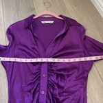 ZARA  Purple Satin Pleated Shirt button front size S Photo 4
