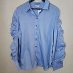 Harshman Blouse Juliana Light Blue Ruffled Sleeve Button Photo 1