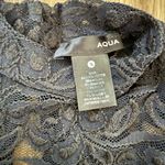 AQUA Black Lace Floral Bodysuit with Mock Neck Size Small Photo 2