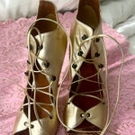 Malone Souliers  Gold Lace-Up Heels Photo 0