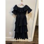 Few Moda Black Ruffled Tiered Midi Dress Pleated Size Medium Photo 1