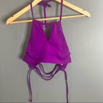 Athleta purple keyhole lace up back high neck halter bikini top! Photo 3