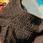 Bershka Black Shirred square neck lettuce hem crop XS Photo 1