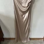 Asos Six Stories Bridesmaids One Shoulder Satin Maxi Dress Champagne Size US 10 Tan Photo 3
