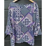 Zac and Rachel  Woman Plus Size 1X Bell Sleeves Blouse Multicolor Patchwork Pattern Photo 2