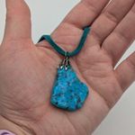 Handmade Raw Polished Turquoise Necklace Pendant Leather Cord Native American Photo 4