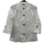 Katherine New York Multicolor Funky‎ Button Retro 3/4 Sleeve Top Size S White Photo 0