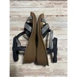 Daisy Fuentes  Blingy Sandals Wedge Size 10 Silver Black Ankle Strap Cushion Photo 7