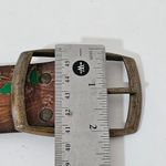 Burnished Hand Tooled Floral Hand Crafted Brass Buckle Leather Belt Size Medium Photo 5