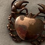 Da Vinci Crab Brooch Pin Silver Tone & Black 1.25” Diameter Sea Beach Vintage Photo 2