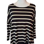 Joseph Ribkoff  Black and Beige Striped Layered 3/4 Sleeve Top Womens Size 8 Photo 4