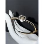 Juicy Couture  Gold Tone Pave Heart Signature Skinny Hinge Bangle Bracelet 6.5" Photo 1