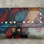Patricia Nash 💋 Studded Leather Floral/Faces Trifold Wallet Photo 7
