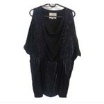 Madison Marcus Black Beaded Cold Shoulder Drape Neck Tunic Top XS Photo 1