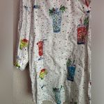 Vilagallo 100% Linen Tropical Cocktail Print 3/4 Sleeve Blouse EU 42 10 L White Size L Photo 1