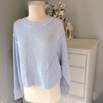 True Craft Baby Blue like new Sweater Lightweight Acrylic Comfy Womens Medium Cropped Photo 1