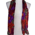 Liz Claiborne Vintage 100% Silk Scarf Floral Pattern Rectangle Made in Japan 55" Photo 0