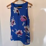 Jasmine  & Juliana Blue‎ With Tropical Flowers Top Sleeveless Blouse Photo 1