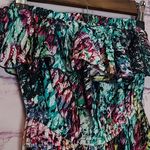 Poetry RUFFLE TUBE TOP STRAPLESS ASYMMETRIC BOLD WATERCOLOR ABSTRACT DRESS SMALL Photo 2