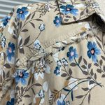 Fate Tan Blue Flower Print Oversized Boho Long Sleeve Button Down Shirt Photo 4