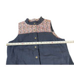 Denim & Company M Quilted Blue Floral Print Puffy Vest Pocketed Snap Button Size M Photo 9