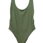 Aerie Super Scoop One Piece Swimsuit Size Large Olive Green Hi Cut Cheeky Swim Photo 2
