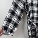 Lane Bryant Crinkle Popover Short Dress 16 Women Black White Plaid Classic NWT Photo 5