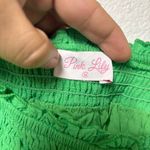 Pink Lily  Green Romper with Tie Belt Photo 2