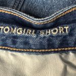 American Eagle  SZ 10 Tomgirl Jean Shorts Distressed Cuffed Hi-Rise Zip-Fly Blue Photo 6